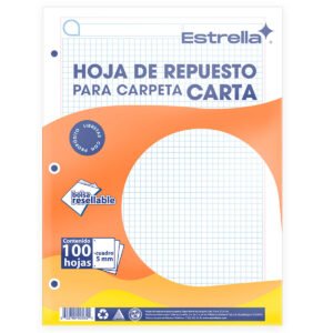HOJA PARA CARPETA CARTA C/100 C5 ATADO DE 5 PZAS.