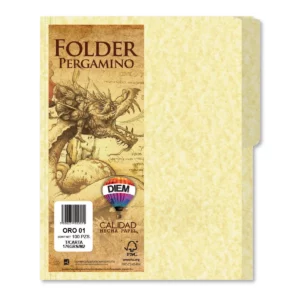 FOLDER CARTA PERGAMINO 176G C/25 ORO