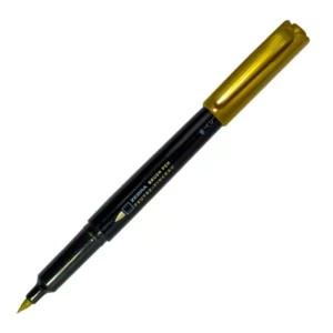 MARCADOR BRUSH PEN PUNTA PINCEL ORO ATADO DE 3 PZAS.