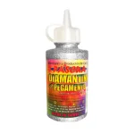 PEGAMENTO CON DIAMANTINA 60ML PLATA ATADO DE 6 PZAS.
