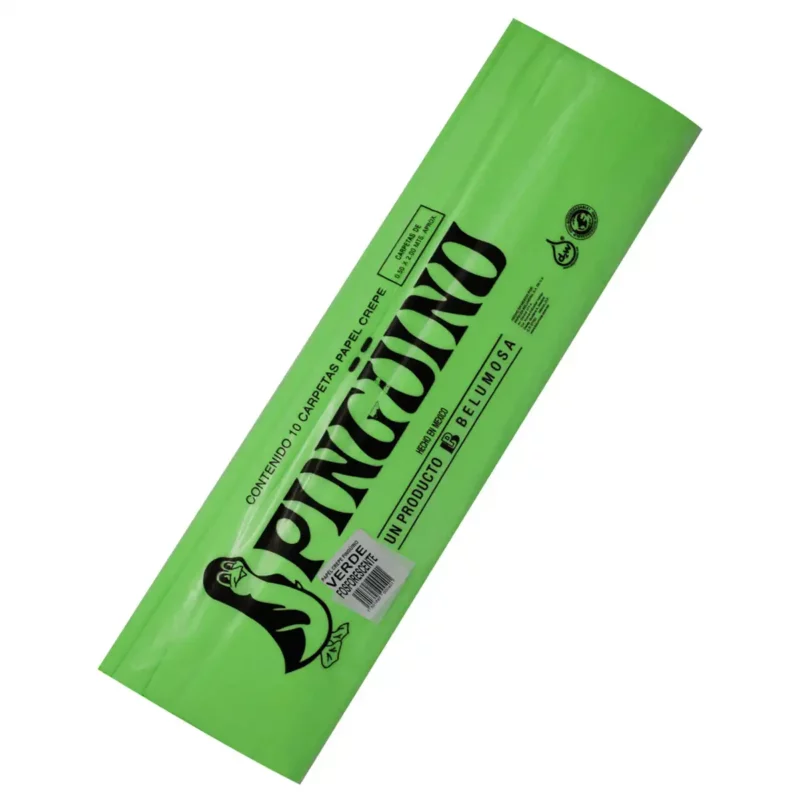 PAPEL CREPE 44 FLUORESCENTE VERDE ATADO DE 10 PZAS.